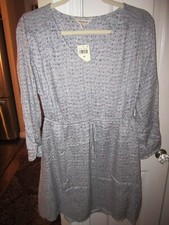 Lucky Brand Women's Dresses~Blue Grey/Pink & White Dress~Medium New