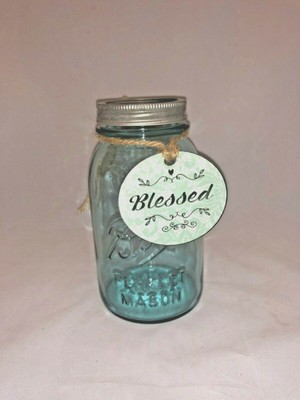 Quart Sized Blue Ball Perfect Mason Jar Wedding Decor W Blessed