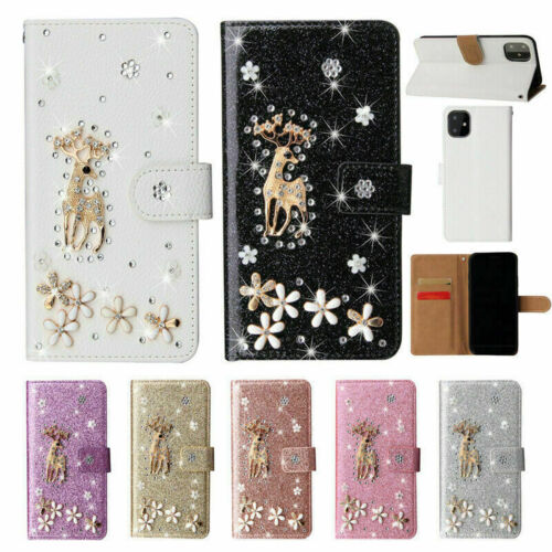Luxury Elk Deer Glitter Wallet Cover Case For 15 14 13 12 11 Pro Max XR 7 8 SE - Picture 11 of 17
