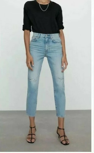 NWT ZARA denim NEW SLIM CROPPED JEANS 