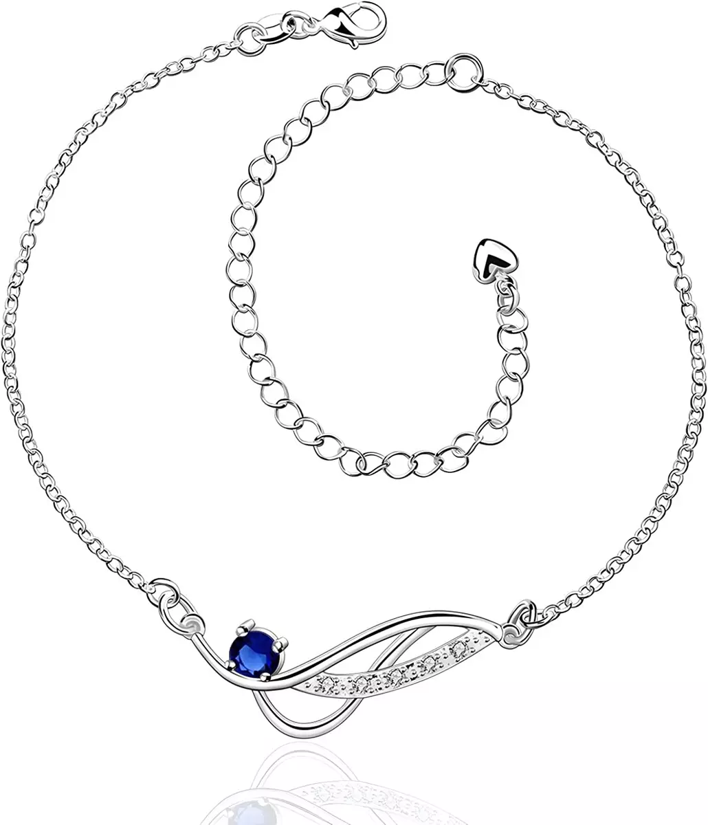 Tongu Sapphire Anklet 925 Silver Beach Ankle Bracelets Diamond