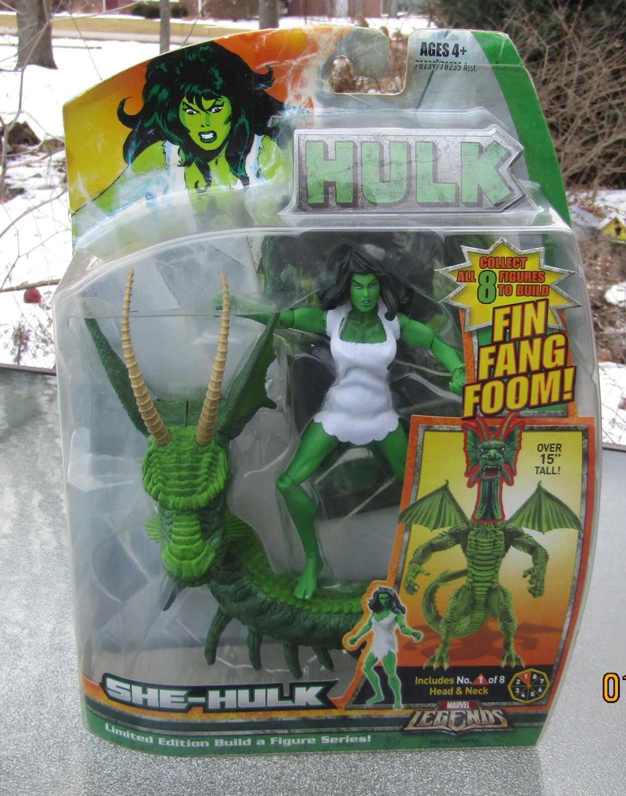 Hasbro Marvel Legends Build A Figure Series 2007 She-Hulk Fin Fang Foom sin usar