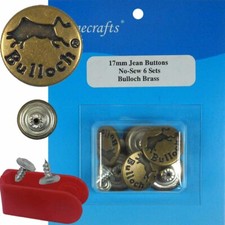 17 mm No-Sew Brass Replacement Jean Tack Buttons BSA18 6  6 CT. w/Tool