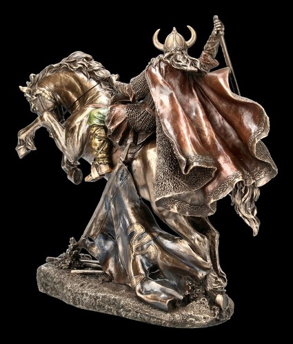 Wikinger Figur auf Pferd im Kampf - Veronese Statue bronziert Krieger - Bild 3 von 8