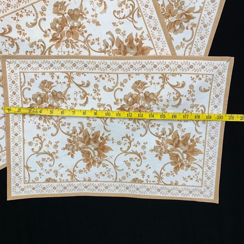 6 Vintage Canvas Placemats Beige Cabbage Roses on White Very Good Condition - Picture 14 of 16