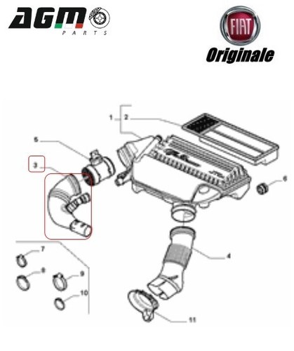 ORIGINAL ANSAUGSCHLAUCH MANSCHETTE FIAT 500L PUNTO PANDA MITO 1.3 MJT 51897510 - Bild 4 von 11