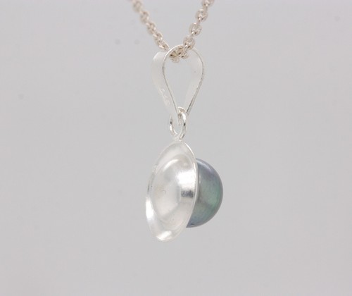 Plata de Ley Negro Perla de Agua Dulce Colgante & Opcional Plata Rastro Collar - Imagen 6 de 11