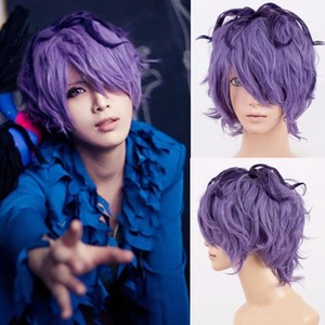 For Cosplay Ib Garry Short Curly Purple Mixed Anime Halloween