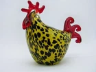 Vintage Murano-Style Yellow/Brown Glass Rooster Hand Blown Decorative Figurine