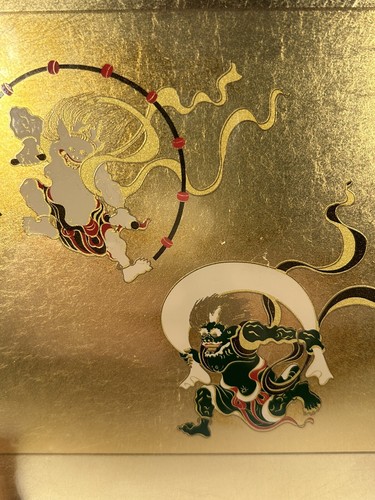 Maeju Lacquerware Lacquer Art Mouse Pad Fujin Raijin 2V-719 17.5~17.5 JAPAN NEW - 第 3/4 張圖片