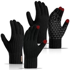 2 Pairs Winter Gloves Touchscreen Knit Gloves for Running Driving Thermal Gloves