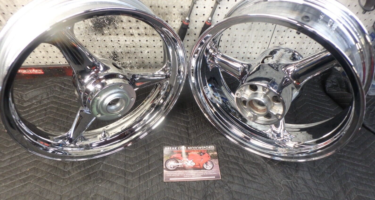KAWASAKI ZX6R / ZX6RR 03-04 CHROME PLATED FACTORY WHEEL SET KAWASAKI ZX6R / ZX6RR 03-04 CHROME PLATED FACTORY WHEEL SET