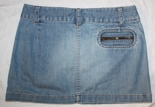 AMERICAN EAGLE OUTFITTERS Denim Blue SKIRT Cool Zippers RN 54485 Size 8 GUC - Picture 4 of 7