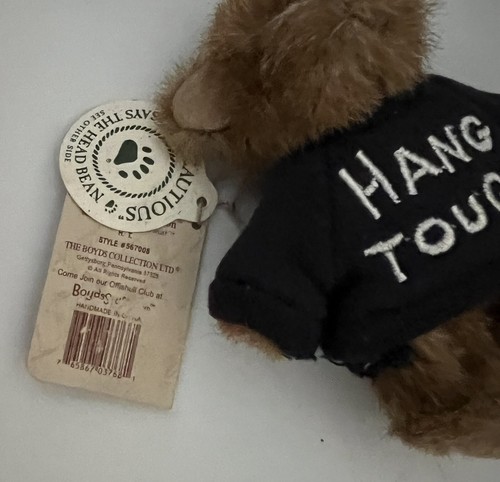Mini messaggio peluche Boyds Bears con etichette • Maglione blu navy "H.T." • Appendere resistente - Foto 5 di 5
