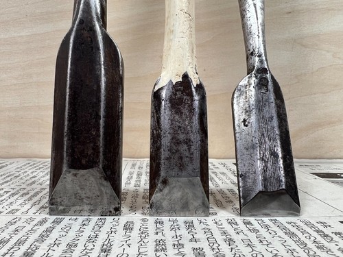 Vintage Japanese Chisel 3set Nomi /Hand Plane Saw Iron Hammer Hand Tool/d56 - Picture 6 of 24