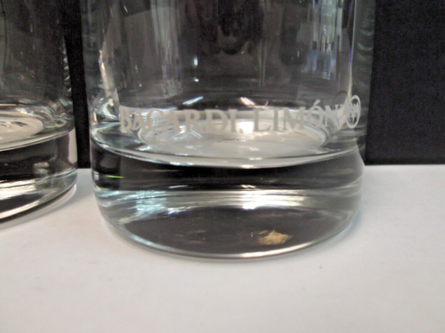 Bacardi Limon Cocktail Glass Heavy Base White Lettering & Bat Logo 8 oz SET - Picture 2 of 7
