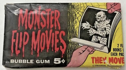 1963 Topps Flip Movies Univesal Monsters Creature unopened-2 books-Wax Pack - Picture 1 of 5