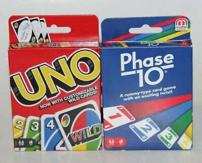 LOT 2 UNO ORIGINAL PHASE 10 CARD GAME SET FAMILY FUN 