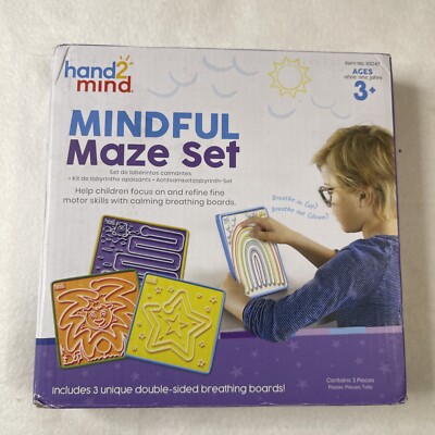 Hand2Mind Mindful Maze Set of 3 Unique Double-Sided Breathing Boards for Ages 3+