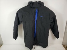 Vintage Nike Puffer Jacket Coat 90  s Black Blue Boys XL 18-20 Zip Up Big
