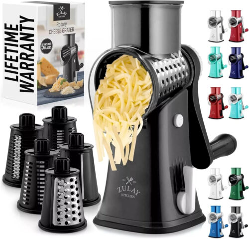 NEW Zulay Rotary Grater 5 Blade Shredder Manual Hand Crank Cheese Grater - Picture 12 of 12