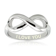 Sterling Silver 925 "I Love You" Infinity Ring 