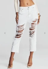 Ser.o.ya Omar Drop Boyfriend Jeans Distressed Loose Fit Adiustable Waist Cropped