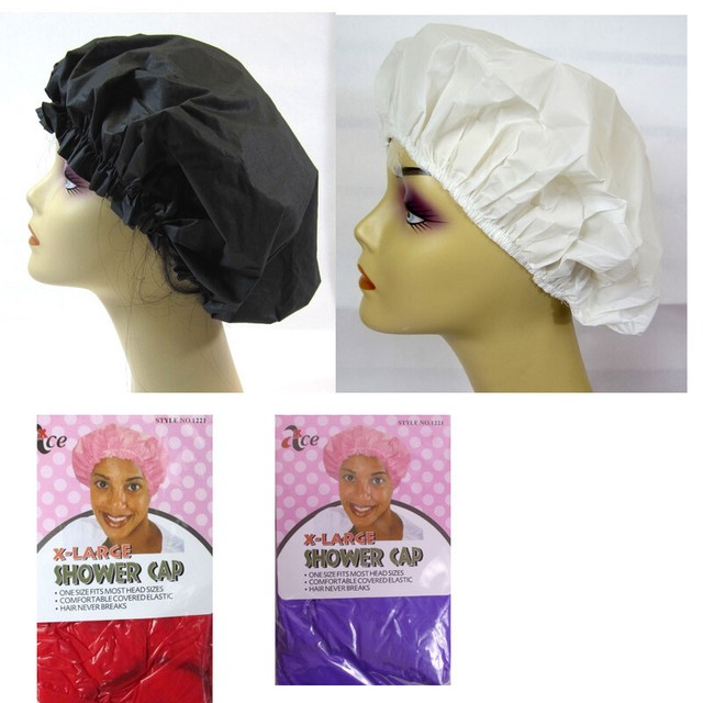 LOT OF 2 HAT EXTRA LARGE SIZE VINYL SHOWER CAPS, ELASTIC ,DURABLE eBay