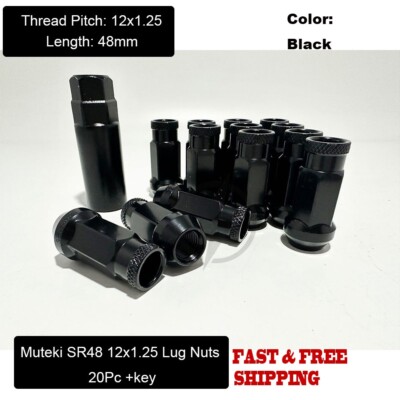 20+key Black M12x1.25 JDM SR48 Racing Lug Nut For Nissan Infiniti Subaru