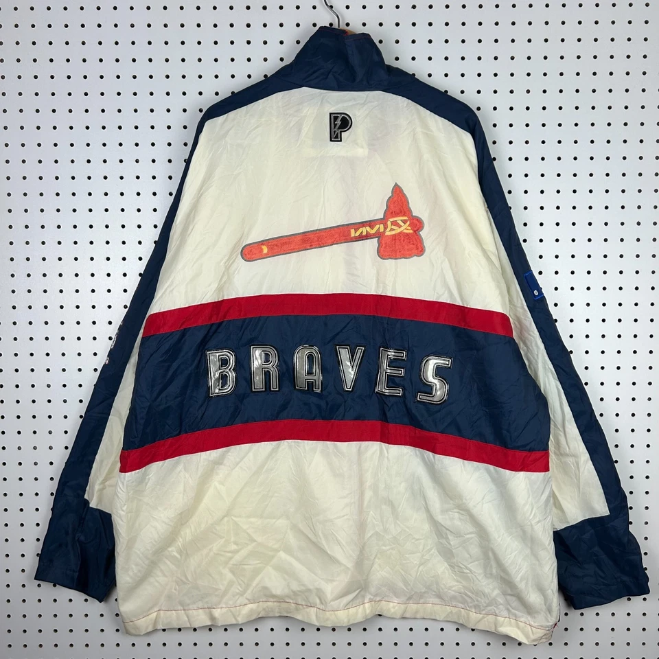 Vintage Atlanta Braves Windbreaker Jacket Sz XXL 2XL Pro Player MLB 90s Faded - Image 2 of 4