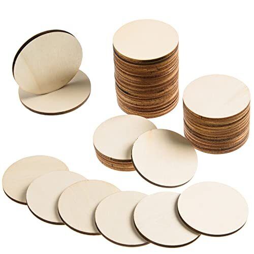 300 Pieces 2 Inch Unfinished Round Wood Slices Round Wooden Discs Wood Circle...