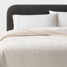 Full/Queen Ruched Velvet Quilt Ivory - Threshold