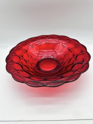 Indiana Tiara Glass Footed Bowl Constellation Sunset Amberina 11.5x4in