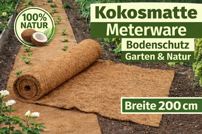 Kokosmatte 200cm Breite | Kokosfasermatte Meterware nach Maß |Garten Bodenschutz