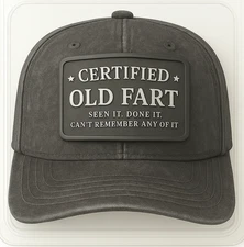 Old Fart Hat, Removable Metal Patch, Snapback