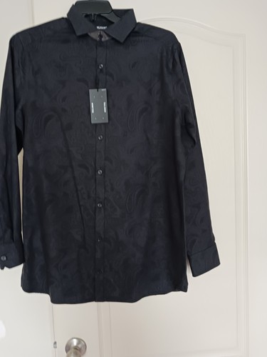 Murano Large Tall Herrenhemd schwarz Paisley neu mit Etikett