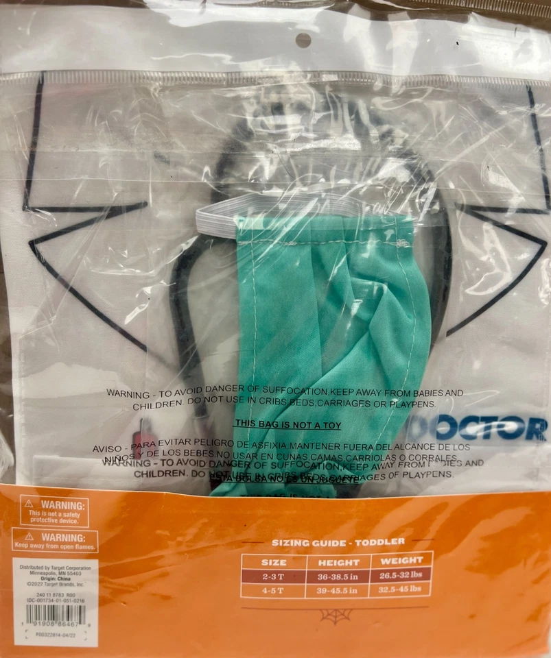 Hyde and Eek, Doctor, Niño Pequeño 3 piezas Camisa, Estetoscopio, Máscara, Talla 2-3T, Nueva Foto 4 de 4