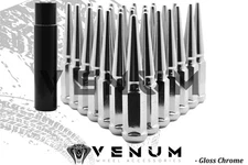 20 Pc Chrome W/Clear Coat Spike Lug Nuts Powder Coated | Steel | 4.5" Tall | ...