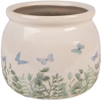 Clayre & Eef 6CE2441S Dekoration Blumentopf Beige GrüN 12X10 Cm