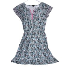 Talbots Floral Cotton Voile Split Neck Dress 8 Preppy Flow Midi Cottagecore Boho