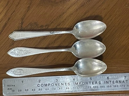 3 Sterling Silver  Teaspoons    Monogrammed Flatware  60g