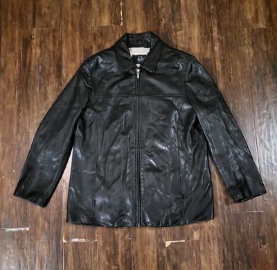 Wilsons Pelle Studio Womens Large Leather Jacket Zip Up Thinsulate Lining Black