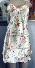 Vtg Fair Yellow Floral Secret Satin Babydoll Slip M