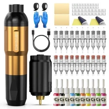 Wireless Tattoo Gun Kit Wormhole Complete Blue and Black 