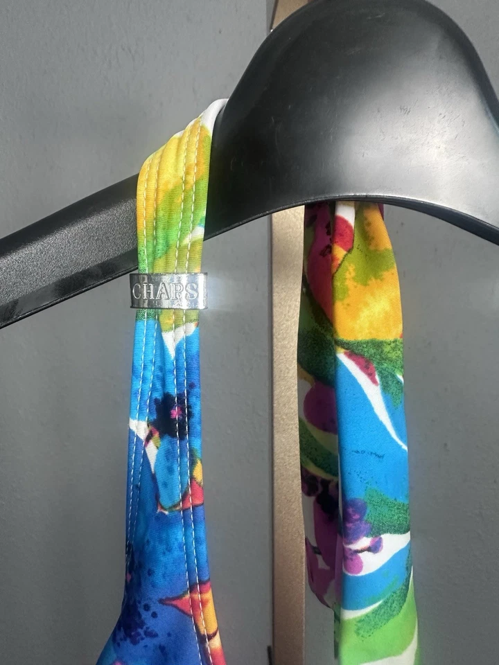 Танкини CHAPS мужские размер 12 1 шт. с бретелью через шею яркие с цветочным узором гавайские пляжные круизные - Изображение 3 из 4