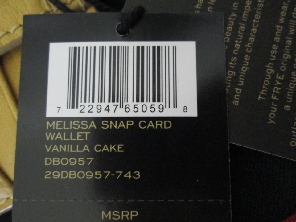 NUEVO CON ETIQUETAS Cartera de Cuero Frye Melissa para Tarjetas a Presión Pastel de Vainilla Minorista $98 Foto 3 de 4
