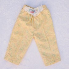 Vtg 90s Health Tex Girls Yellow Corduroy Pants Floral Print Elastic Waist 12 Mos