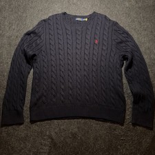 Polo Ralph Lauren Cotton Cable Knit Navy Sweater Men Sz XXL Dark Blue Capsule