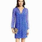 DVF Diane Von Furstenberg Aria Blue Blue Printed Silk Tunic Dress Size 12