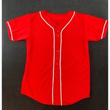 Augusta Sportswear Youth Baseball Jersey Red White Full Button Size L